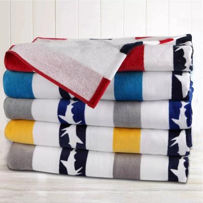 China Custom Logo Print Cotton Beach Towel Oversized Colorful Stripe Organic Cotton Bay Towels en venta