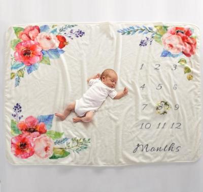 China Custom Design  Newborn Swaddle Blanket Baby Milestone Super Soft Flannel zu verkaufen