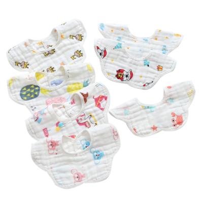 China Wholesale custom washable printed plain white cotton muslin bandana baby weaning towel organic bamboo bib en venta