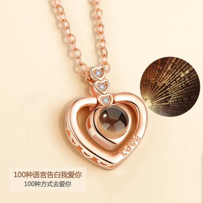 China Crystal 100 Languages ​​Necklace Best Friends I Love You Pendant Gift For Women for sale