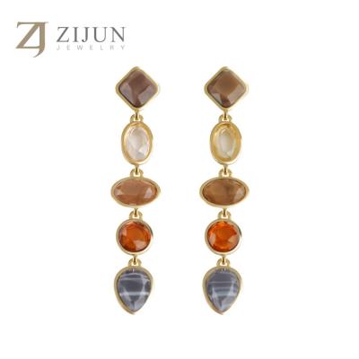 China African Personality Women Resin Costume Acrylic Colorful Teardrop Chain Earrings for sale