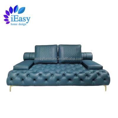 China Tufted iEasy Italian high-end luxury home furniture chesterfield sofa chesterfield sofa genuine leather chesterfield leather sofa 3+2+1 for sale