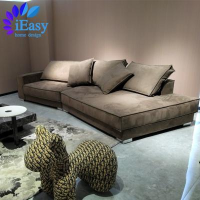 China Adjustable (other) iEasy factory velvet corner modular sectional sofa modern living room furniture european unique style for villa house hotel hall for sale