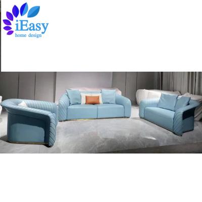 China Modular iEasy Guangzhou customized modern italian luxury couch sectional set living room furniture top grain leather sofa set  1+2+3 for sale