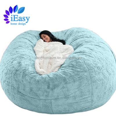 China Removable Cover iEasy furniture washable large beanbag covers durable comfortable chair PV fur bean bag bed folding giant bean bag bed cover for sale