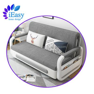 China Adjustable (other) iEasy furniture fabric 3 seater modern multi-function wooden storage folding sofa cum bed folding living room furniture sofa bed for sale