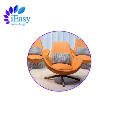 China Revolving iEasy Guangzhou OEM living room bedroom furniture modern rotational Egg accent armchair metal frame single leisure sofa chair for sale