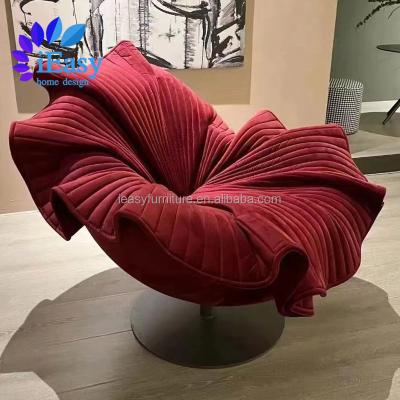 China Revolving iEasy Factory Furniture Minimalist Nordic Style Flower Shape Velvet Fabric Arm Accent Fauteuil Velours Living Room Swivel Chair for sale