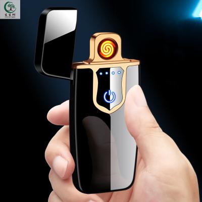 China Wholesale High Quality Battery Indicator Display Cigarette Coil Usb Electric Metal Windproof Lighter for sale