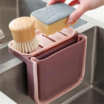 China Kitchen Sink Organizer Dish Drainer Drying Rack Kitchen Sink Organizer Collapsible Folding Folding Soap Rack Sponge Basket for sale