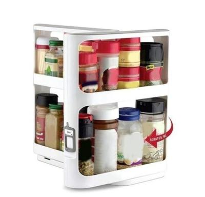 China Rotating Home Appliance Double Layer Rack Kitchen Spice Rack Storage Rack Shelf Cabinet Pantry Organizer for sale