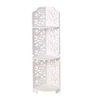 China Sustainable Floor Tower Multi-Use Corner Bathroom 3-Tier Standing Floor Display And Storage In Bathroom/Living Room/Bedroom for sale