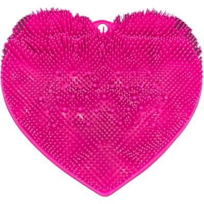 China Massage Mat Soft Foot Scrubber Heart Shape Silicone Body Shower Foot Pad for sale