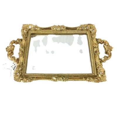 China Antique Imitation Antique Mirror Vanity Tray Bathroom Kitchen Dresser Resin Tray Jewelry Serving Tray Organizer for sale