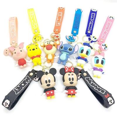 China Lanyard DSN Pooh Pig Tiger Mickey Minnie Daisy Donald Rubber Keychain Unisex Cute Anime Keychain WNE Keychain for sale