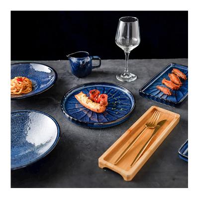 China Viable Popular English Style Porcelain Dinnerware Set High Quality Blue Ceramic Porcelain Dinnerware Set for sale