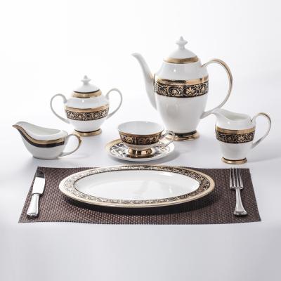 China Sustainable Luxury Tableware Bone China Decal Dinnerware Set, China Bone China Golden Dinner Set& for sale