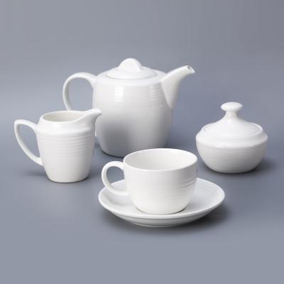 China Hotel Eco - Friendly Porcelain Banquet Coffee Set White Tea Cups Sets , Hotel Tableware Supplierd Coffee Set> for sale