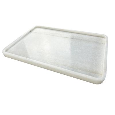 China Lightweight and Convenient Free Shipping 10 in 1 Customize White Wood Grain Marble Tray Serving Tray Rectangle Shape Marble Stone Marble Dish for sale