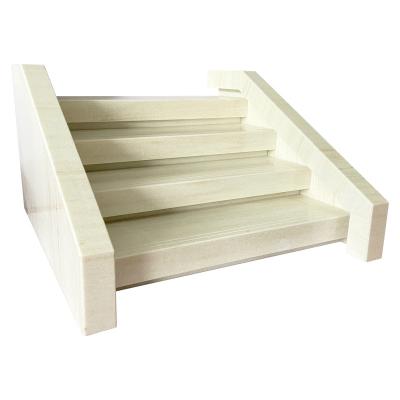 China Customizable Mateiral Yunfu Factory Natural White Eurasian Wooden Marble Ladder Marble Grain Stairs Natural Marble Stairs Marble Staircase for sale