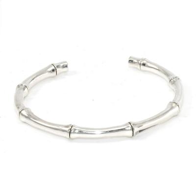 China Punk Unique Bamboo Shape 925 Silver Jewelry Simple Men's Bracelet for sale