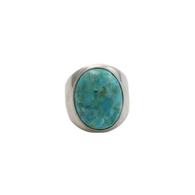 China Simple Classic Silver Men Ring With Netrual Turquoise Stone From Hiphop 925 for sale