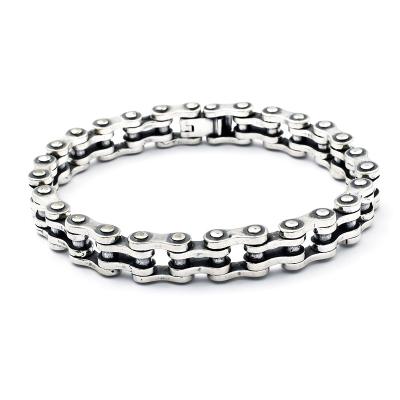 China Unique 925 Sterling Silver Bicycle Chain Link Punk Bracelet for Men for sale