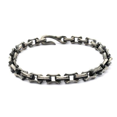 China Hot Selling 925 Sterling Silver Antique Black Hip Hop Men's Punk Bracelet for sale