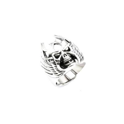 China Hiphop New Arrive Mens Rings Black Skull Ring 925 Sterling Silver Retro Ring for sale