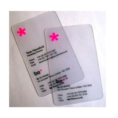 China Custom Printing Luxury Clear Clear PVC Card Plastic Transparent Plastic Business Cards (100% NEW Material) for sale