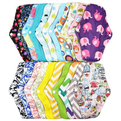 China Wholesale Women Organic Menstrual Washable Reusable Sanitary Napkin Pads Cartoon Printed Cotton Cheapest Pads for sale