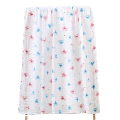 China PORTABLE Washable 2 Layer Baby Blanket Wrap Customized Print Muslin Cotton Baby Blanket for sale