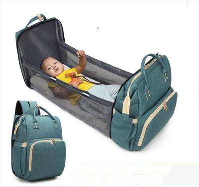 China With Convertible Baby Diaper Bag USB Mom Backpack Changing Bags and Bed Factory Made Travel For Outdoor for sale