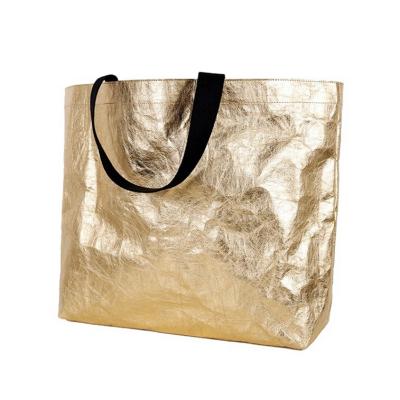 China Waterproof Reusable Eco Water Proof Kraft Paper Shopping Tote Bags for sale