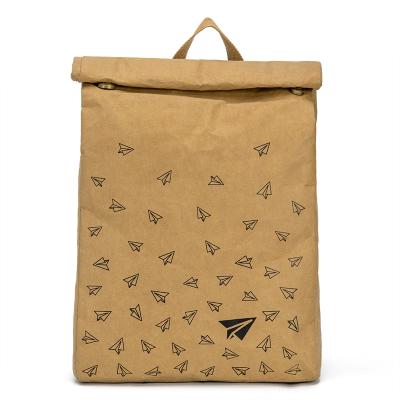 China Wholesale Eco-Friendly Anti-theft Kraft Paper Waterproof Washable Woman Custom Design Logo Outdoor Travel Leisure Backpack for sale