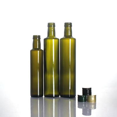 China Antique Green Clear Square Food Glass Olive Oil Bottles Square Round Clear Glass Olive Oil Bottles With Aluminum Plastic ROPP Caps for sale