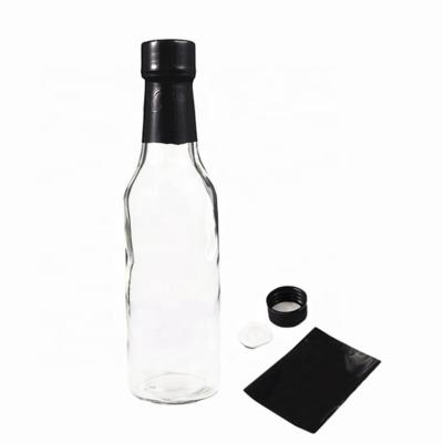 China 158ml 150ml 180ml 250ml Empty Clear 5oz Daze Chili Sauce Glass Vinegar Bottles Viable With Plastic Cap for sale