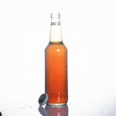 China Wholesale Empty Clear Glass 275ml Beverage Beer Bottle With Crown Cap for sale