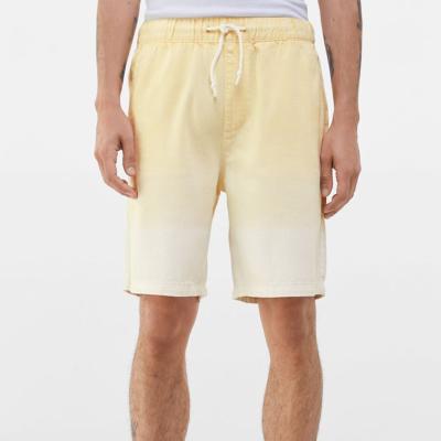 China New Style Anti-wrinkle Color Custom Goose Effect Shorts Mens Yellow Casual Canvas Bermuda for sale