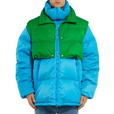 China High Quality Men's Winter Color Block Stripper Jacket Detachable Vest Thick Men's Down Jacket Waterproof for sale