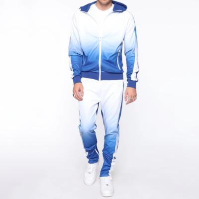 China Hot plus size men's fashion OEM custom logo gradient color tracker sports suits Tracksuits 2021 for men. for sale