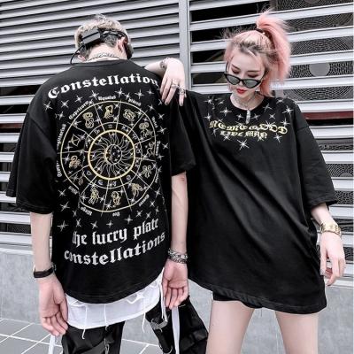 China Hip Hop Print Constellation Anti-pilling T-shirt Oversized Unisex Streetwear for sale