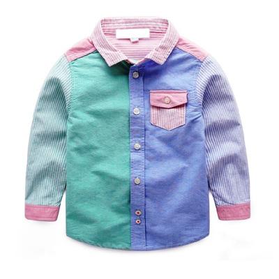 China New Fashion 100% OEM Oxford Casual Boy Cotton Anti-Shrink Long Sleeve Kids Shirts For Spring And Autumn for sale