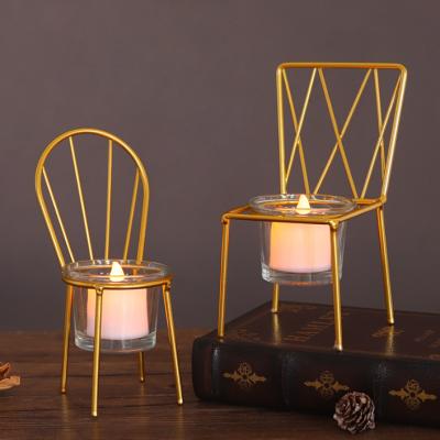 China ECO-frendly Chair Candlestick with Gold Metal CandleStand Decoration Metal Candle Holder for Luxury Decor for sale