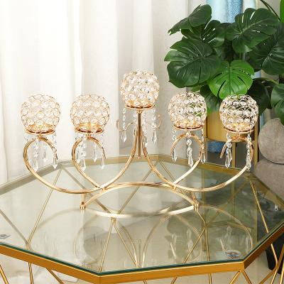 China ECO-frendly Modern Design Christmas Decoration Candle Holder Clear Crystal Gold For Sale for sale