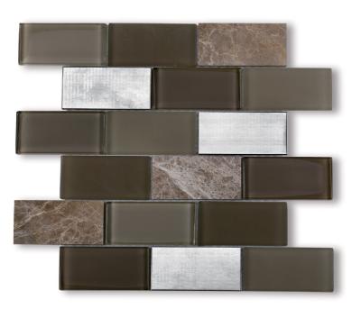 China Parquet Subway Marble Slab Mixed Glass Mosaic for sale