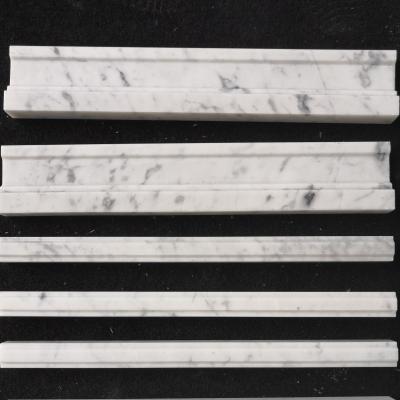 China Carrara Pencil White Marble Flooring 3/4x12 Bullnose Flooring for sale