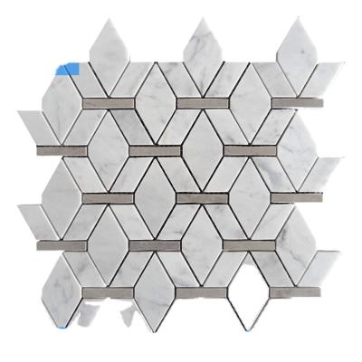 China Carrara and Milan Modern White Gray Marble Living Room Wall Mosaic Tile for sale