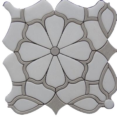 China natural stone parquet mosaic, water jet mosaic tile for bathroom for sale