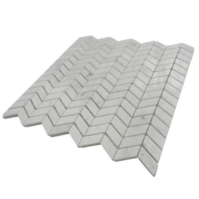 China New Designed Waterjet Marble Chevron Flooring Mosaics For Your Bathroom for sale